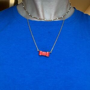 Kate Spade Gold and Red Bow Necklace